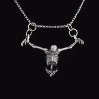 Silver Plated Captivity Skull Pendant Men\\\\'s Biker Punk Rock Necklace Gothic Halloween Jewelry Accessory