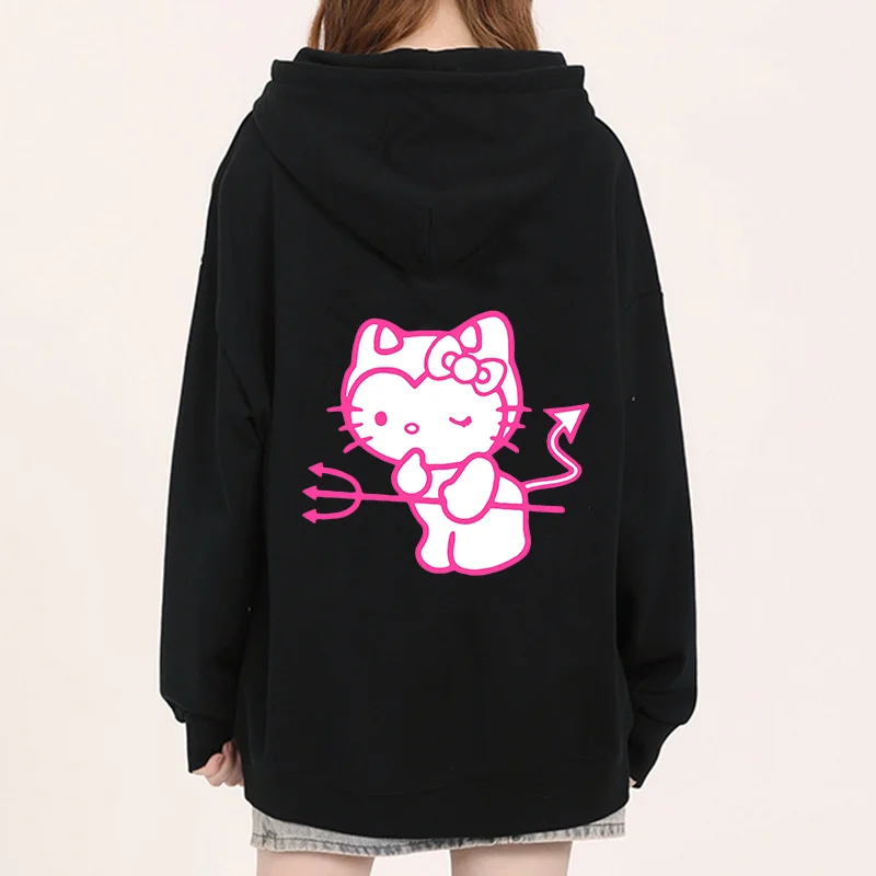 

Kawaii Hello Kitty casual cute print unisex hoodie spring and autumn Sanrio cartoon casual sports street print hoodie