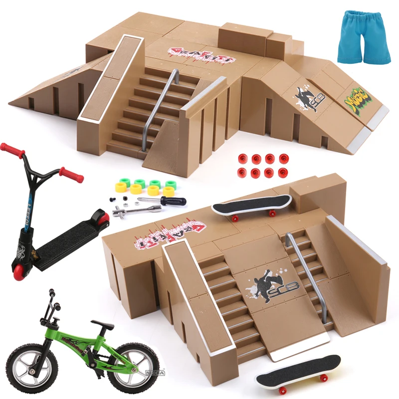 Mini rampe de parc pour Skateboard à doigts, bricolage, pour la pratique technologique, plate-forme de pont, jeu de rampes de Skateboard à doigts avec vélo BMX