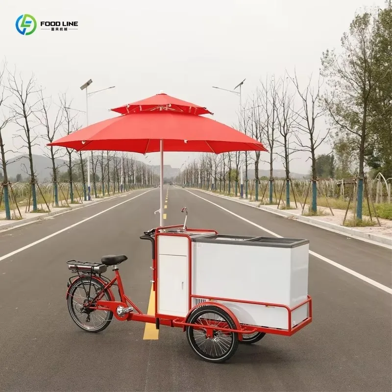 

Mobile Ice Cream Tricycle Solar Hand Push Ice Cream Cart Commercial Street Vending Vehicle