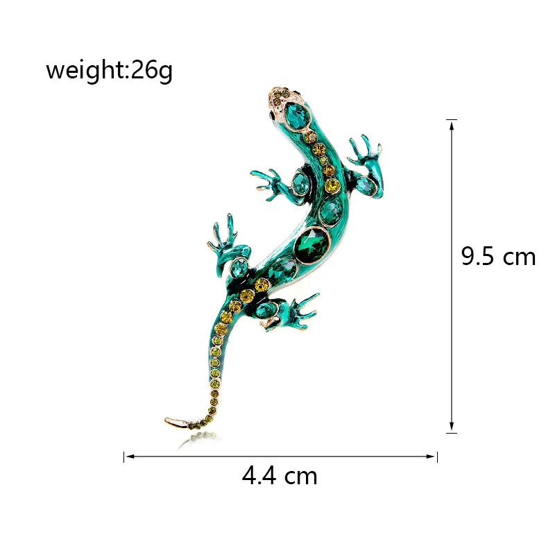 New Vintage Alloy Rhinestone Lizard Gecko Brooches For Women Men Clothing Suit Fashion Four Clawed Snake Brooch Pin Jewelry Gift