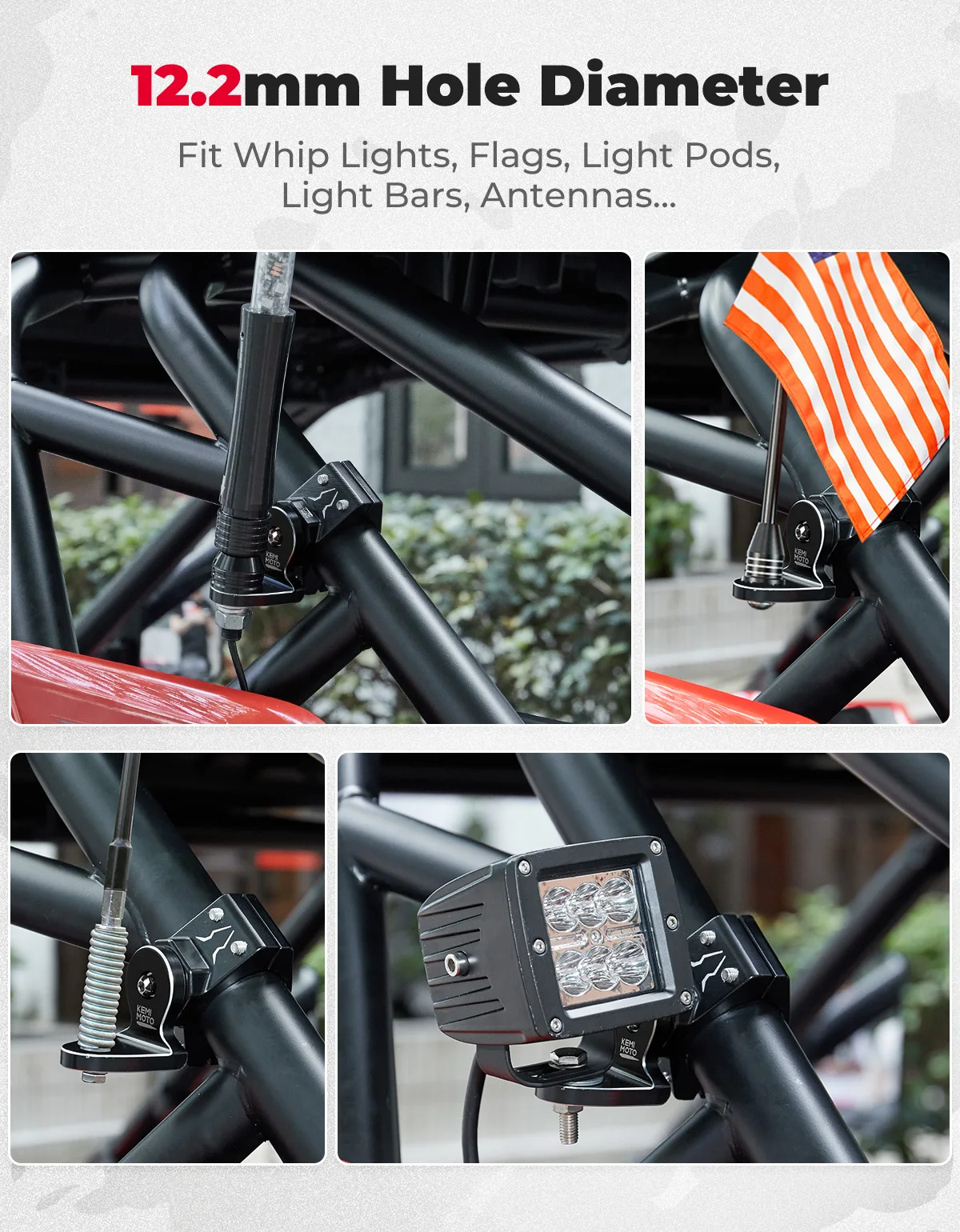 KEMIMOTO UTV ATV 3FT Spiral-LED-Peitschenlicht mit APP-Fernbedienung, IP67 wasserbeständig, kompatibel mit Polaris RZR für Can-Am X3 – Detail 15