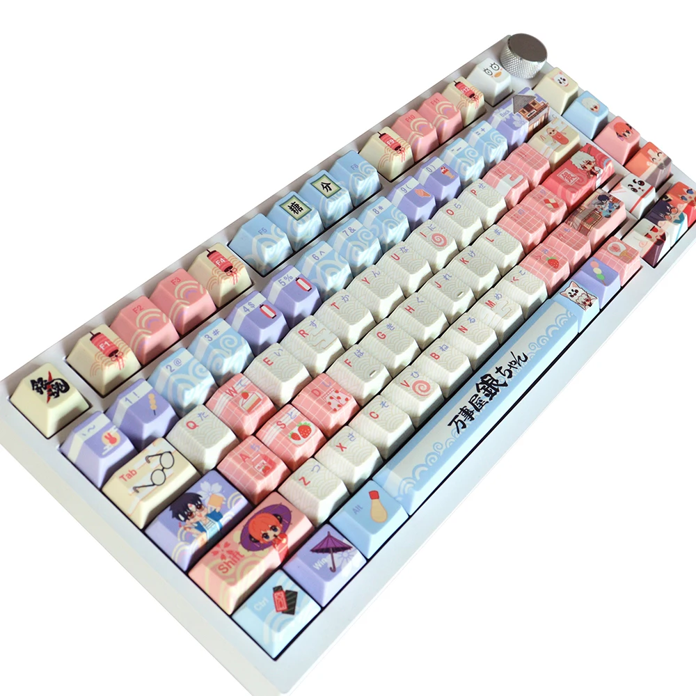 Gintama Theme Keycaps PBT 129 Keys Cherry Five Side Dye-Sub for Mx Switch GH60/GK61/GK64/84/87/96/104/108/980Mechanical Keyboard