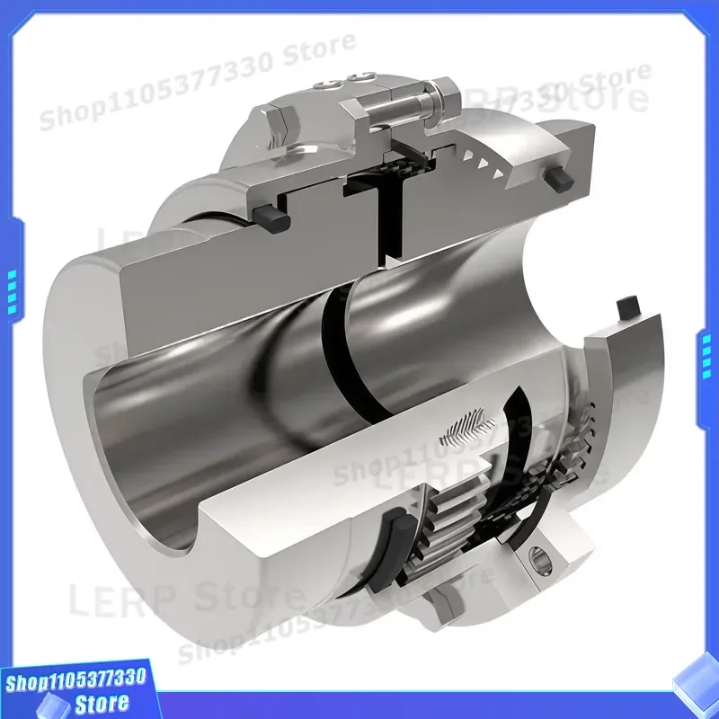 Custom Machined Rigid Steel Gear Coupling Heat Treated For Power Transmission Industrial Drive Shaft Connector High Torque