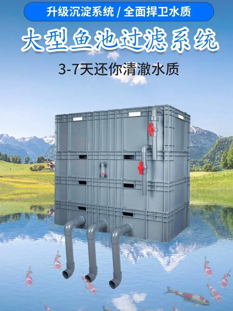 

Fish pond filter Outdoor large trickle filter box with sedimentation warehouse water purification system Self-made turnover box