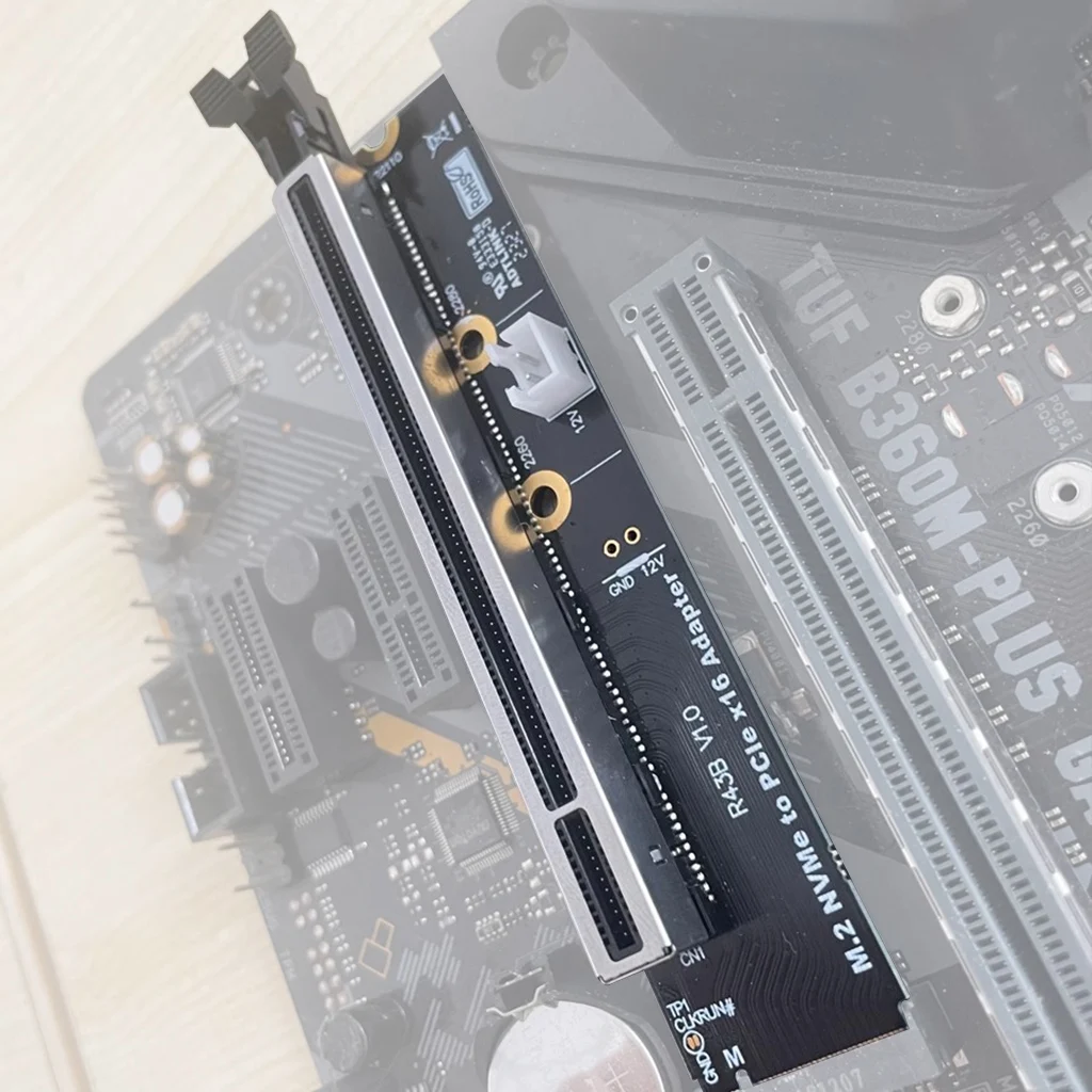

PCIe 4.0 M.2 Key-M to PCI-E X4 X16 Riser Adapter Card SATA Power Adapter PCB Board for NVMe M.2 2260 2280 SSD Expansion Card