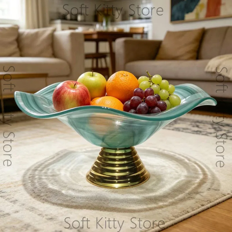 Irregular glass fruit plate cloud powder plate household light luxury