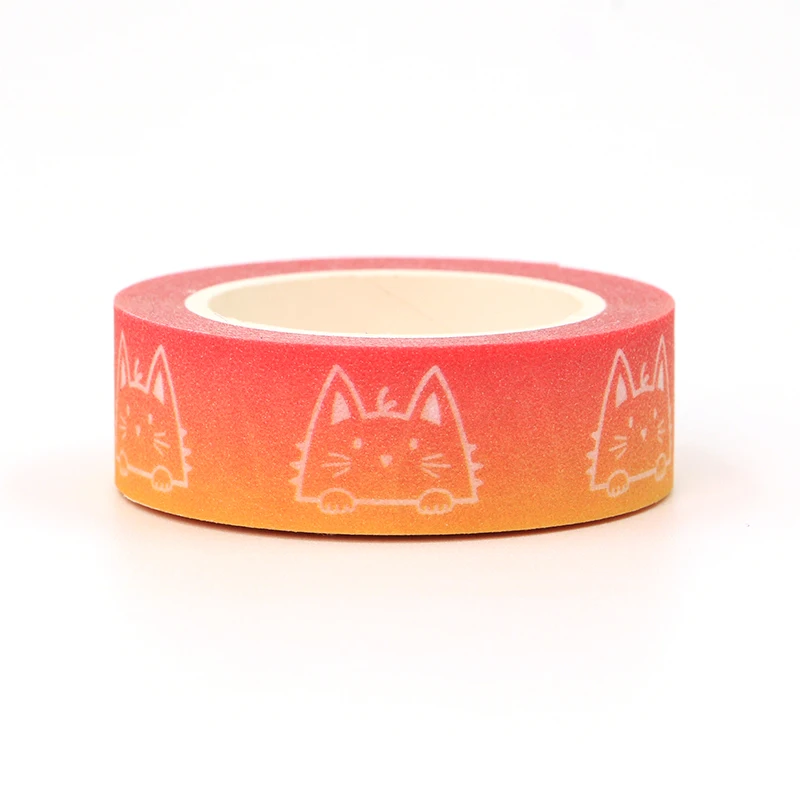 NEW 1PC Glitter Cat Orange Tape Japanese Stationery Kawaii Paper Scrapbooking School Tools Decorative Powder Tapes Mask