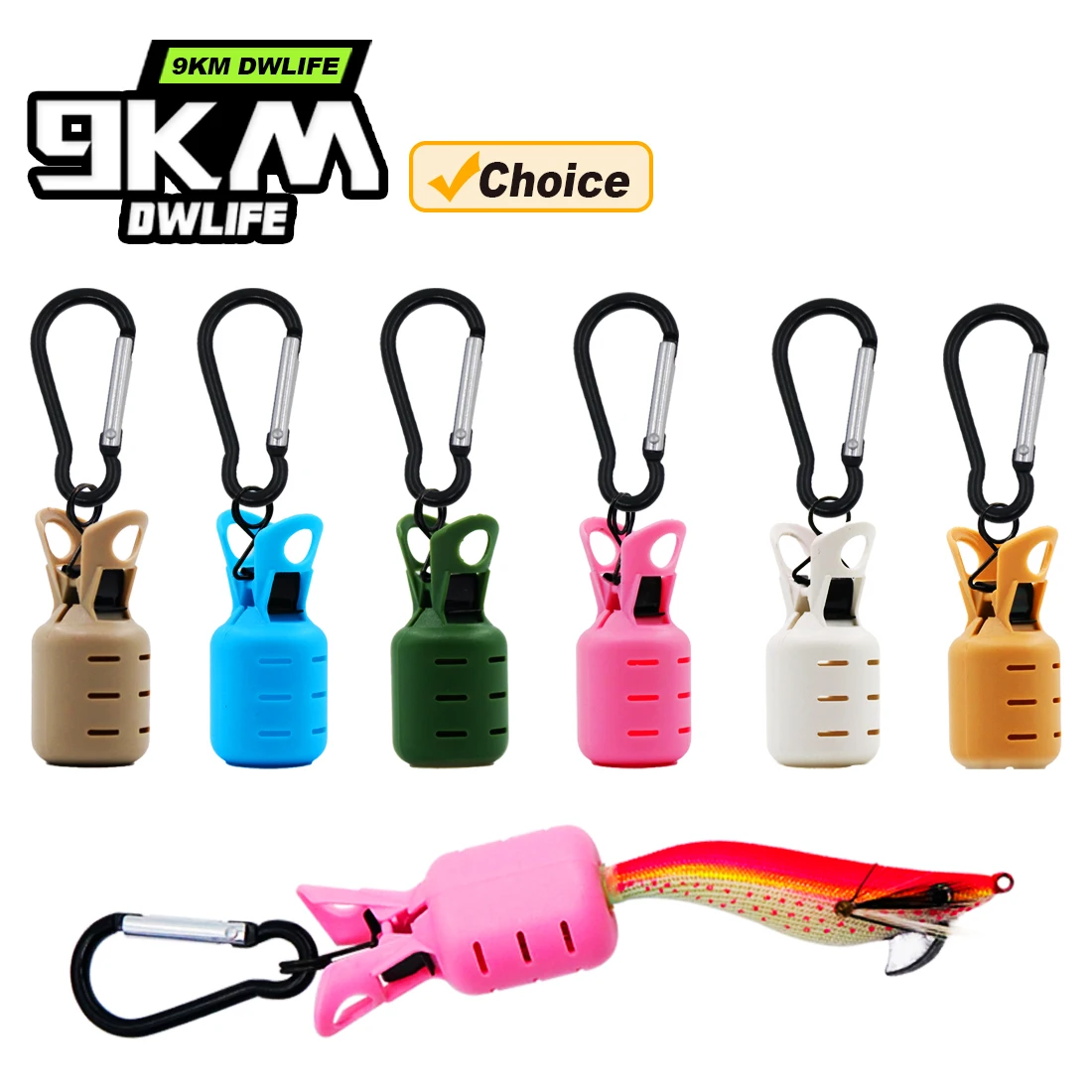 9KM Squid Jig Hook Protector 6pcs Fishing Squid Hooks Cover PVC Column Fishing Hook Cover Protector Mixed Color Hook Bonnets
