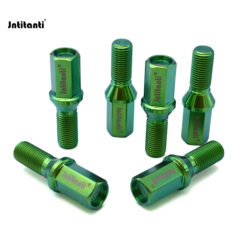 

Jntitanti 10.9grade Ti-6Al-4V Long head cone seat wheel bolts titanium bolts M14X1.5X28-45mm for refitted VW AUDI racing Car