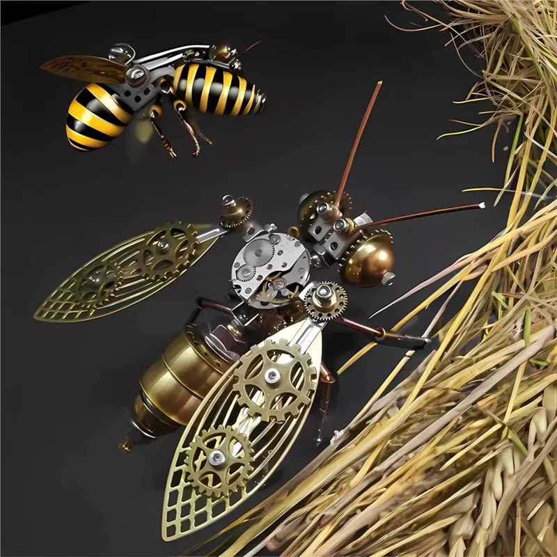 AS96-DIY Gift Craft Hobby For Men 3D Bumblebee Model Kits Brass Steampunk Electric Mechanical Insect Puzzle