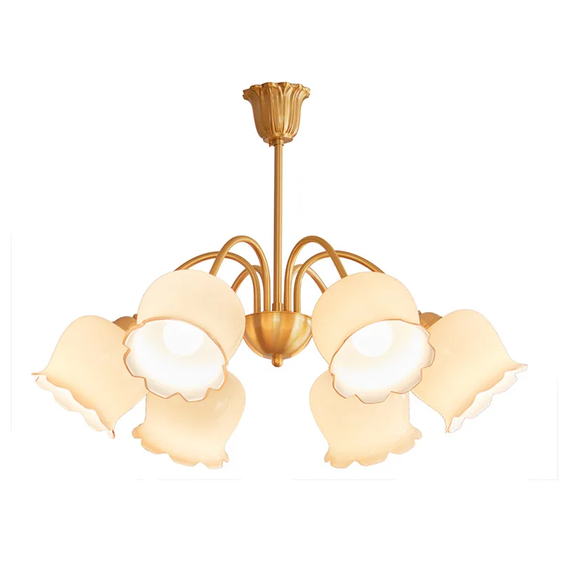 

Cream wind living room main light, children's room retro Nordic brass glass chandelier