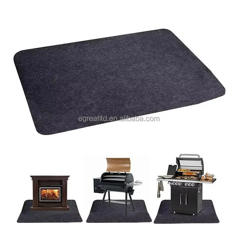 2026 Customize Under Grill Mats Double-Sided Fireproof Deck Patio Protector Mat Oil-Proof BBQ Floor Pad Indoor Fire Pit Fireplac