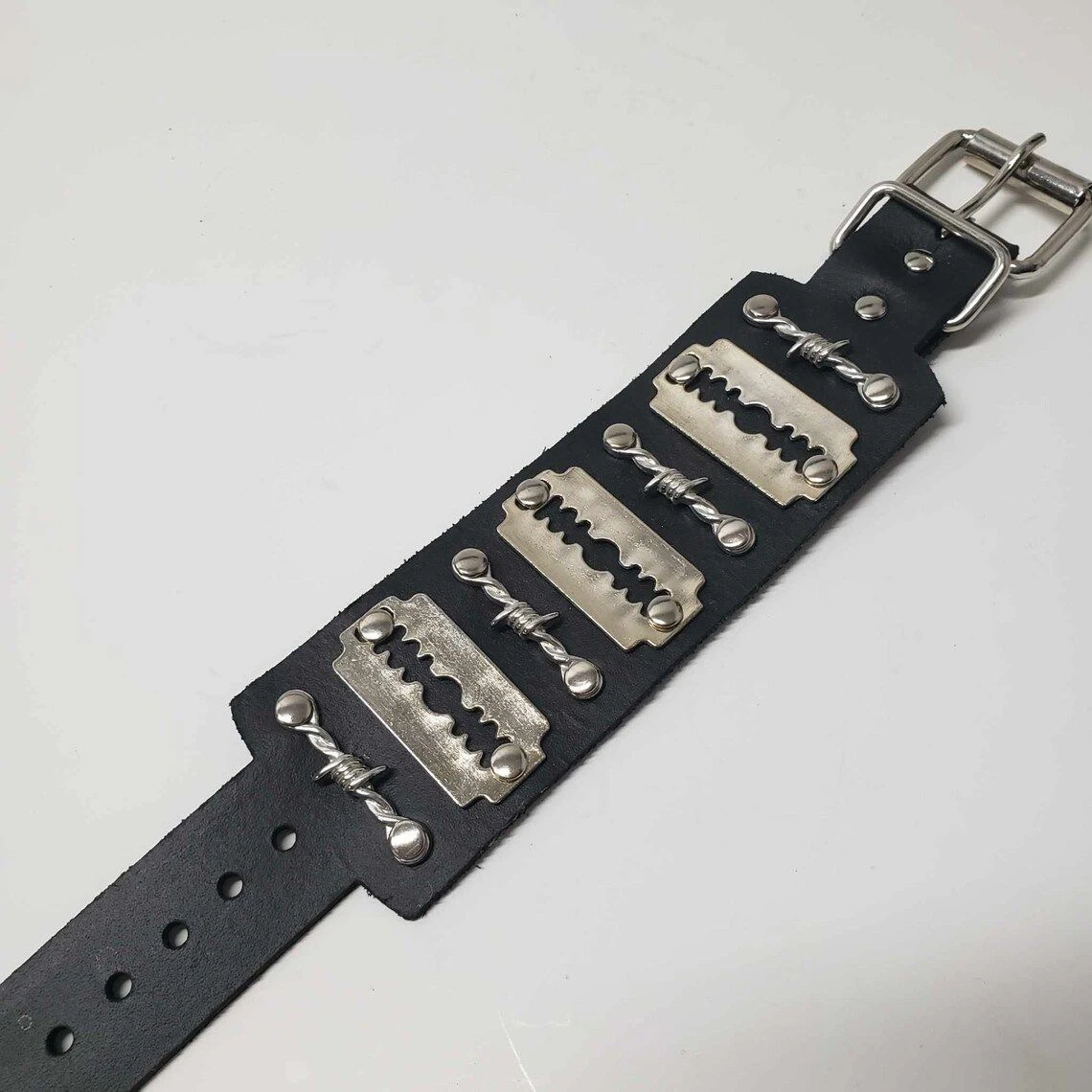 Harajuku Sle Bla Punk Ro cuir Nelace Hip Hop lame tendance taille chaîne bijoux ex alliage bleu Rivet élément