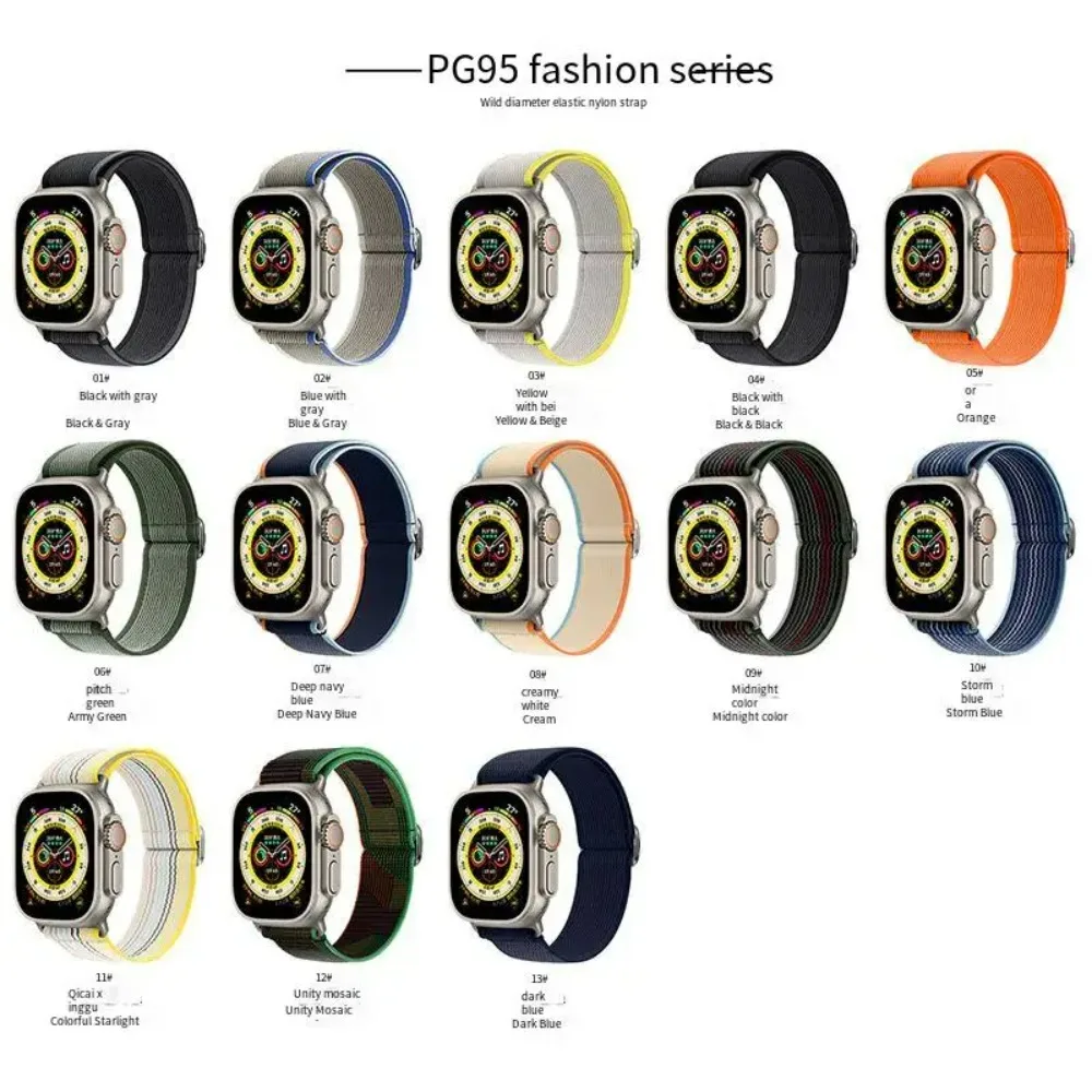 Nylon Strap For Apple Watch Ultra 49mm 9 8 7 45mm 41mm Elastic Braided Bracelet iWatch Series 6 5 4 SE2 44mm 40mm 42mm 38mm Band