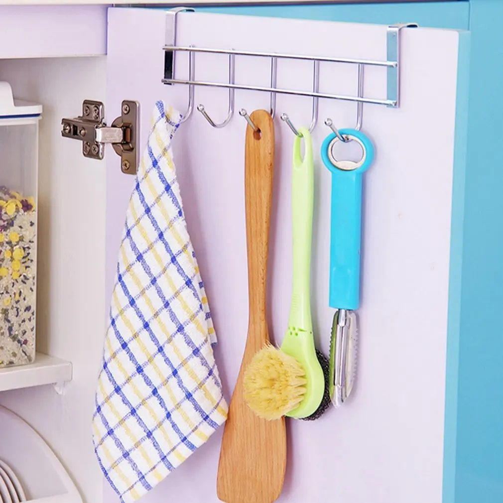 Gancho de acero inoxidable de cinco filas para puerta trasera, percha sin huellas para ropa, cocina, dormitorio, toallero