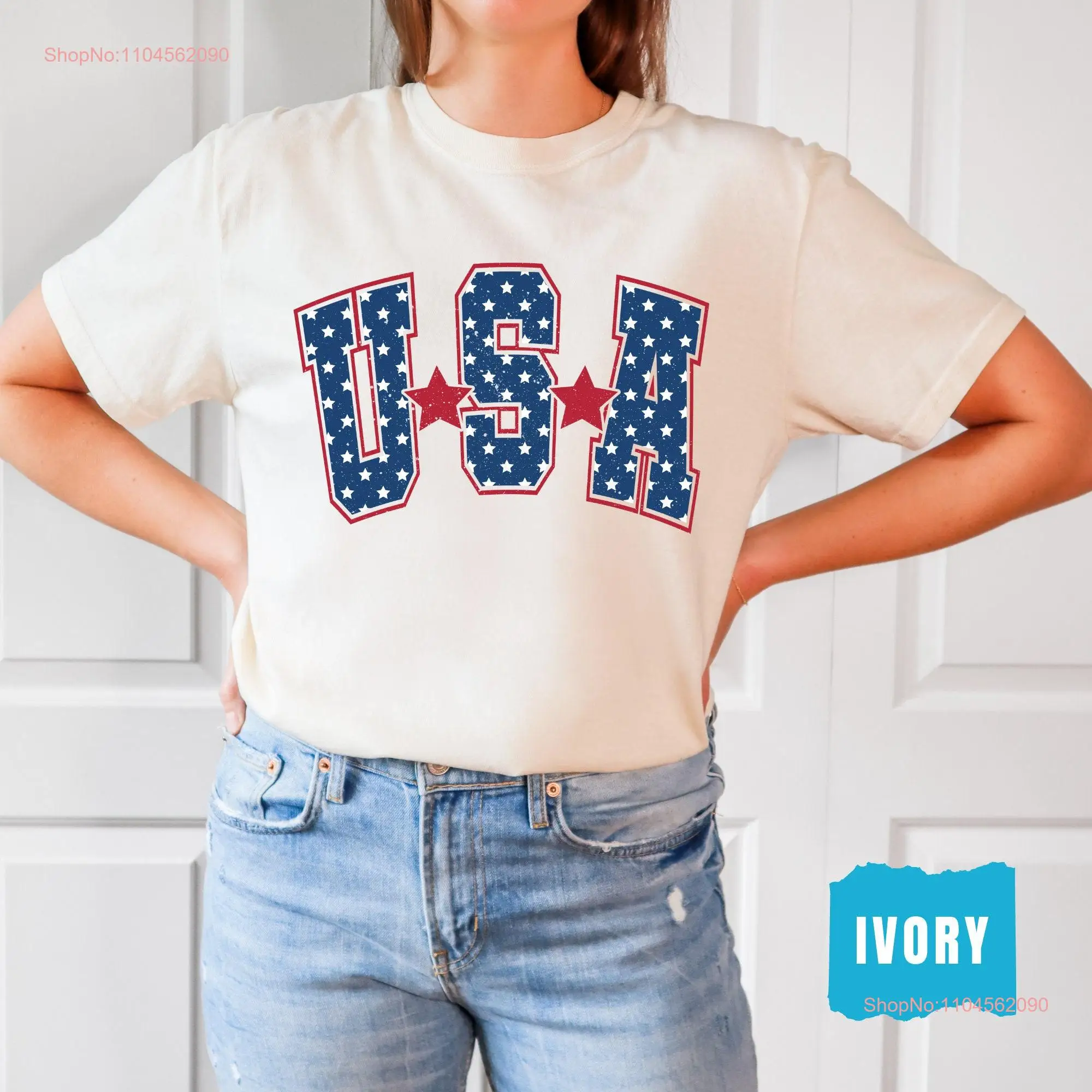 

Comfort Colors USA Coat of Arms T shirt Memorial Day 4th July Freedom Fourth Independence long or short sleeves