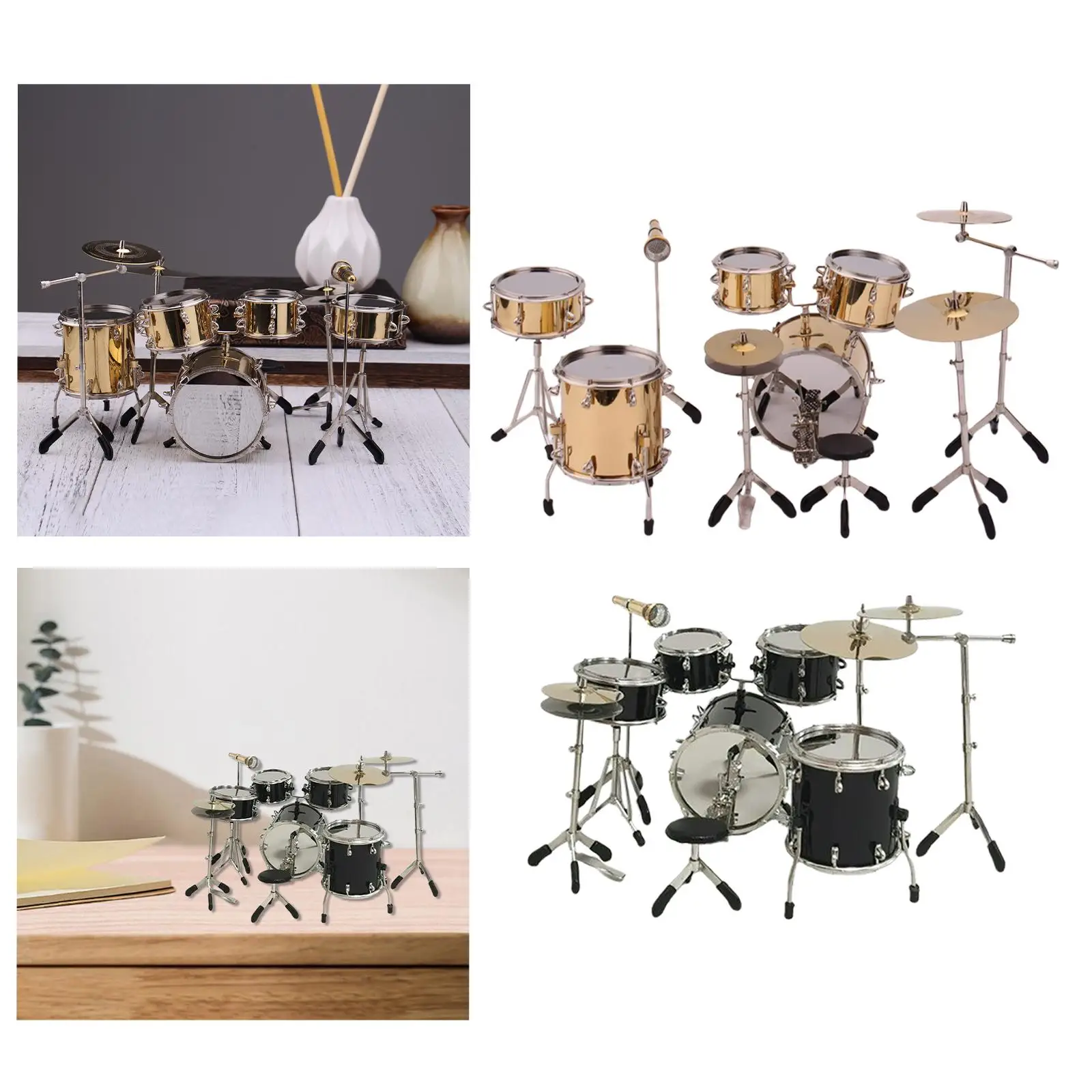 

8x 1/6 Mini Drum Set, Music Instrument Accessories Miniature Drum Instrument