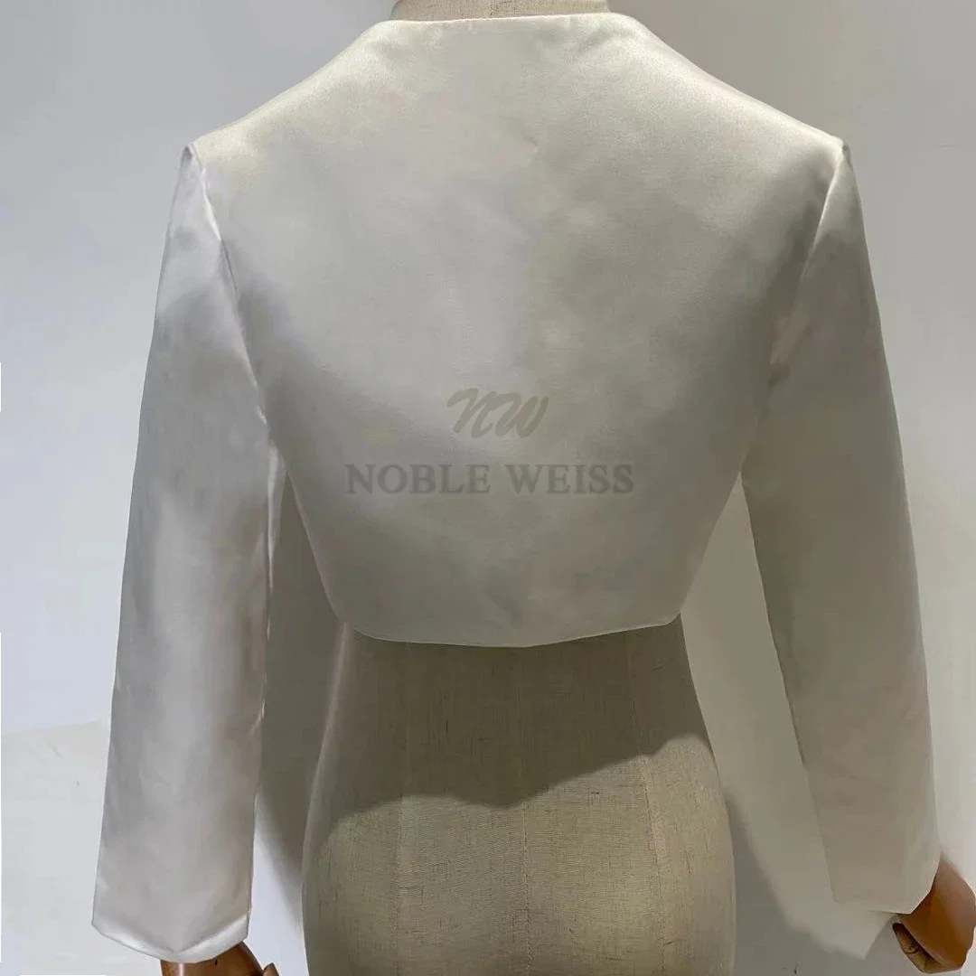 Veste de Mariage à Manches sulfen Satin pour Femme, Cape de Mariée Bon Marché, pour Patients, Épaules Rondes, Personnalisée