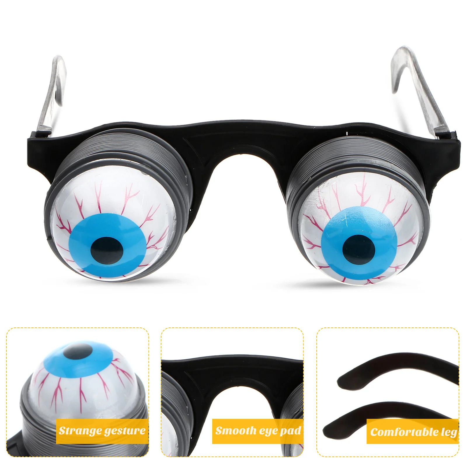 

2pcs Funny Glasses Spring-Activated Dropping Eyeballs For Halloween Party Prank Gag Gift Bulging Eyes Novelty Eyeball