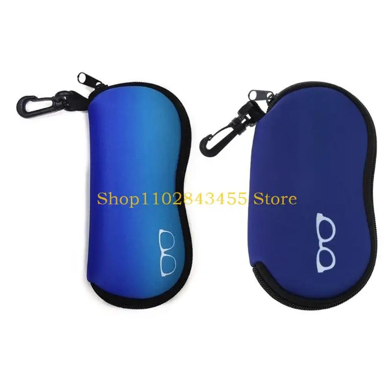 49MC Sunglasses Case Soft Light Neoprene Pouch Zipper Eyeglass Holder Bag with Clip for Backpack Belt Travel Accessory