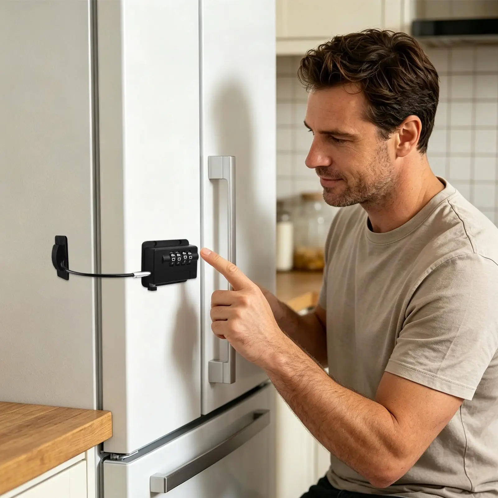 Refrigerator Lock Child Protection Adhesive Freezer Combination Latch Refrigerator Safety Lock For Closet Cabinet Oven Window