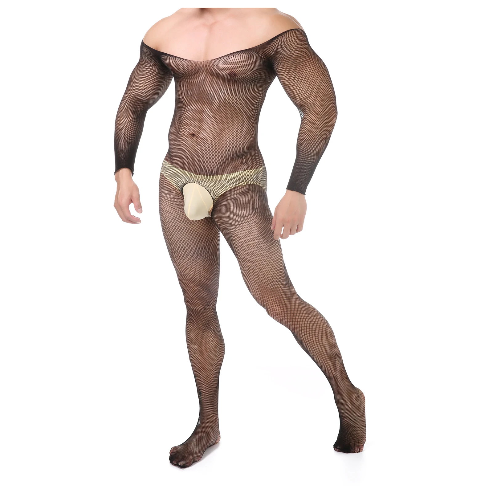 Sexy Crotchless Bodysuit Mesh Transparent Bodystockings Open Crotch Pantyhose Erotic Fishnet Lingerie Buttocks Bling Jumpsuit