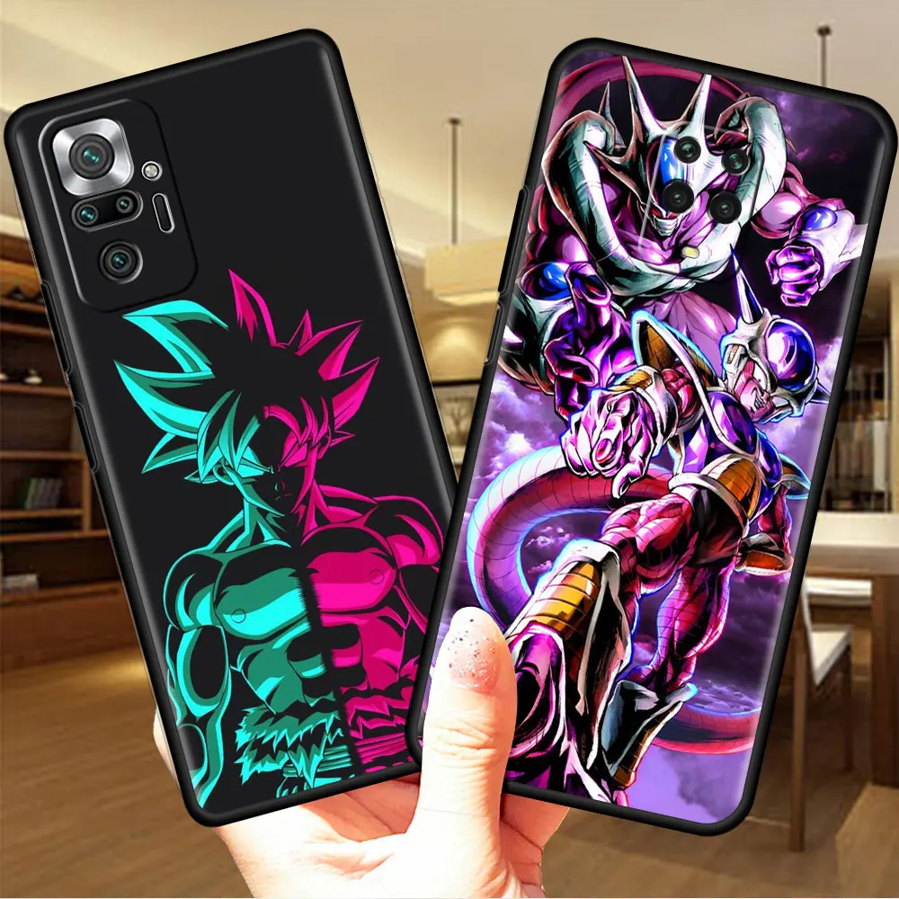 Luxury Black Phone Case For Xiaomi Redmi Note 11 10 9 8 7 Pro 9S 9A 9C 10s 8T K40 10C 10S Funda Cover Saiyan Cool Vegetas