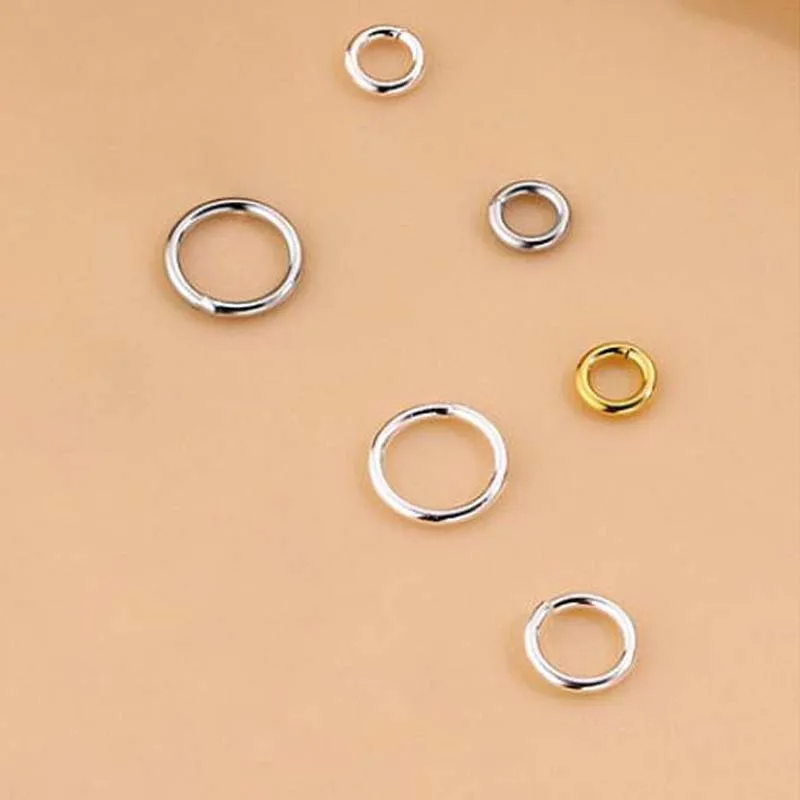 10pcs Genuine Real Pure Solid 925 Sterling Silver Close Jump Rings Gold Split Ring Connector Chains DIY Jewelry Making Findings