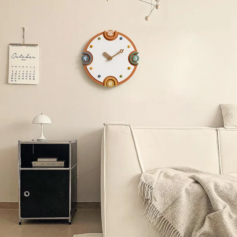 

Walk Clock Modern Minimalist Cream Large Silent Wall Clock Quartz Home Decor Living Room Bedroom Kitchen Entryway TV Cabinet