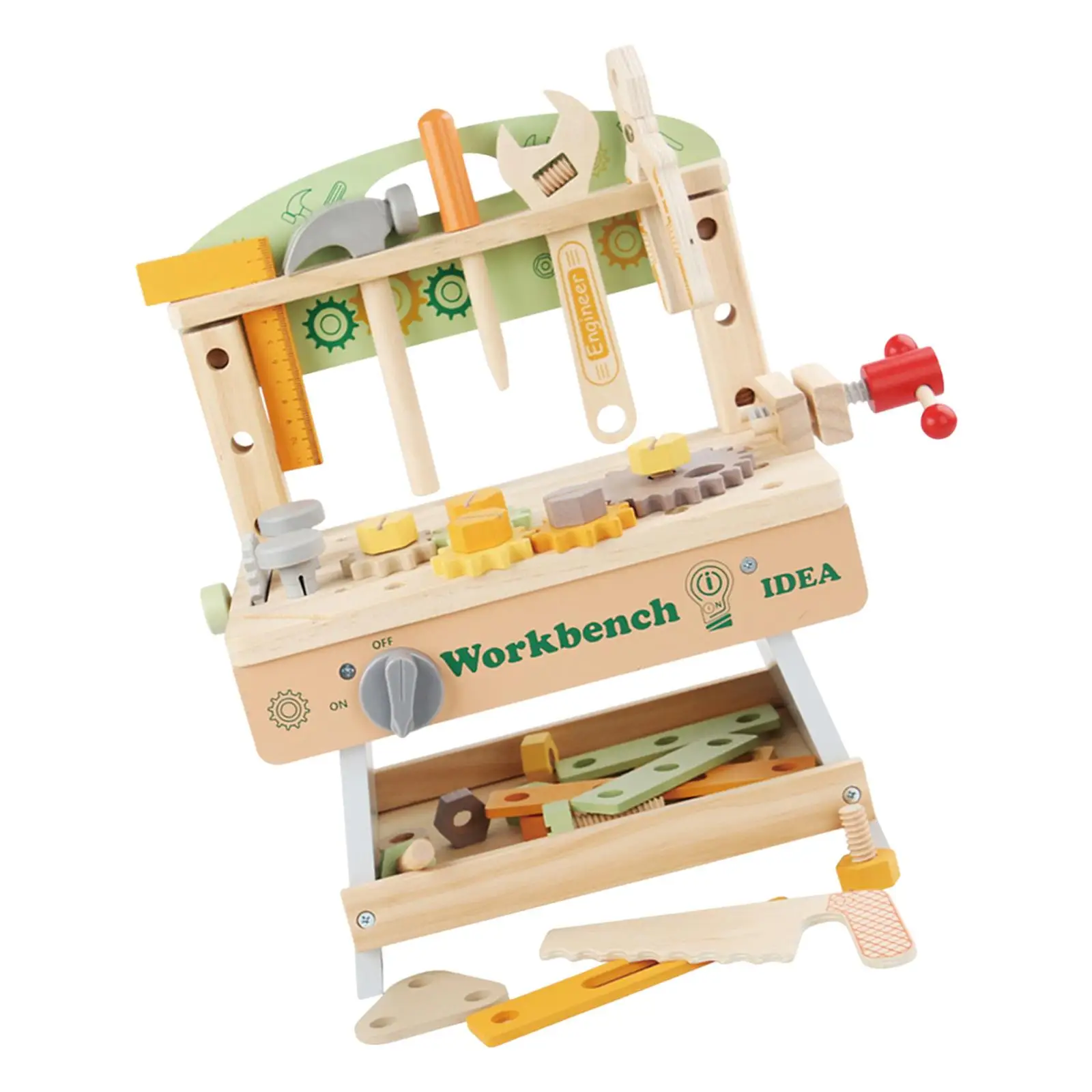 Wooden Tool Bench Creative DIY Pretend Play Construction Toy for Kids Gifts