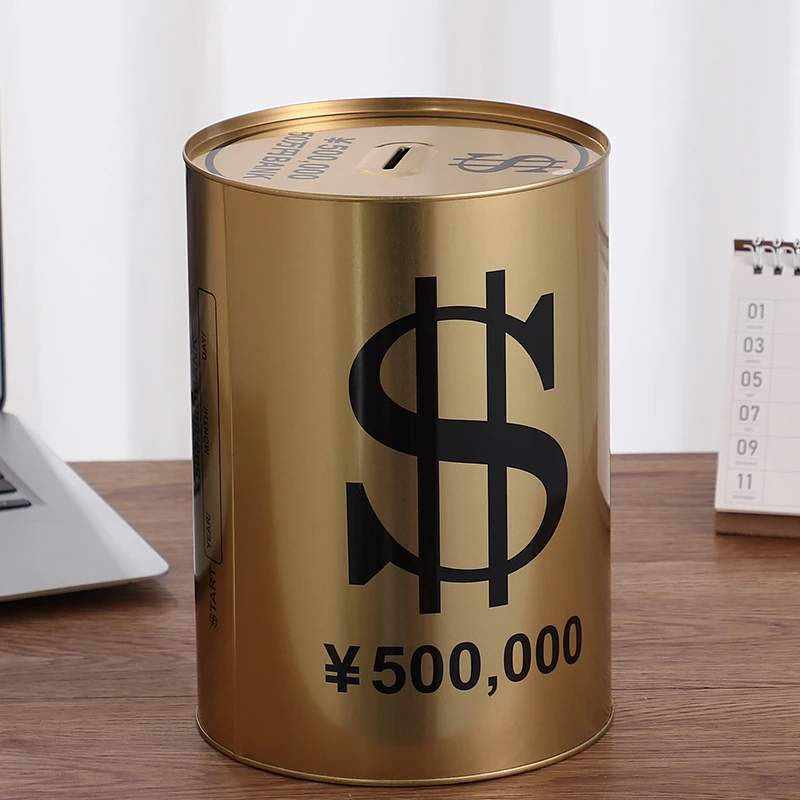 Luxury Large Piggy Bank for Adults Gold Big Money Saving Box Coin Bank Savings Period Children Money Organizer Coins 365 Days