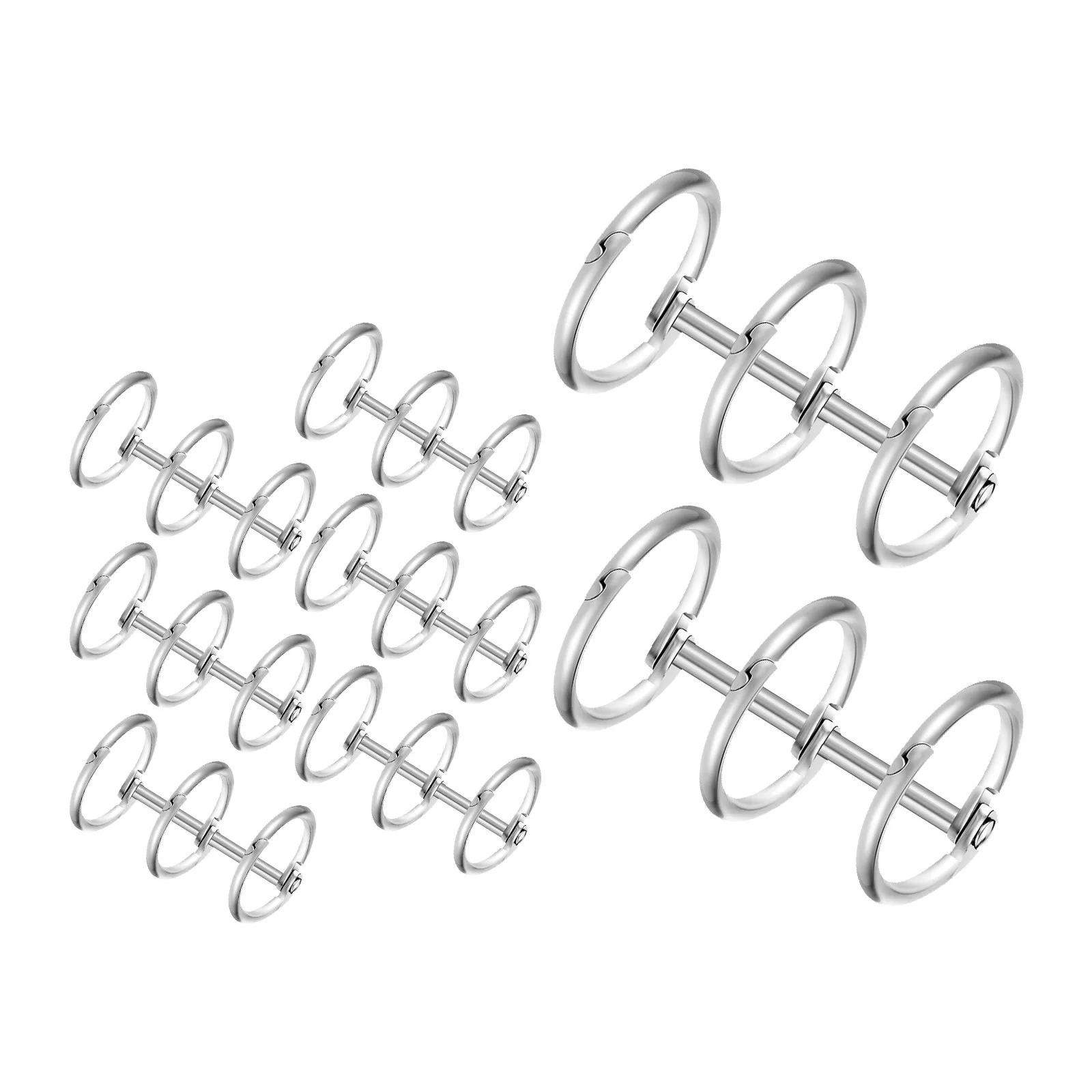 8Pcs Notebook Binding Rings Metal Snap Split Hinged Rings Compact 3-Ring Loose Leaf Binders Organizer for Office School Use