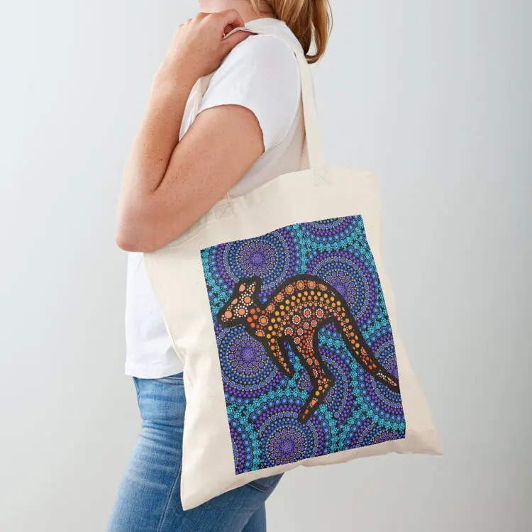 Aboriginal Art Aborigine Australian Indigenous Aboriginal Flag Aboriginal Bigambul Dots Orange Circle Blue Kangaroo Day Tote Bag