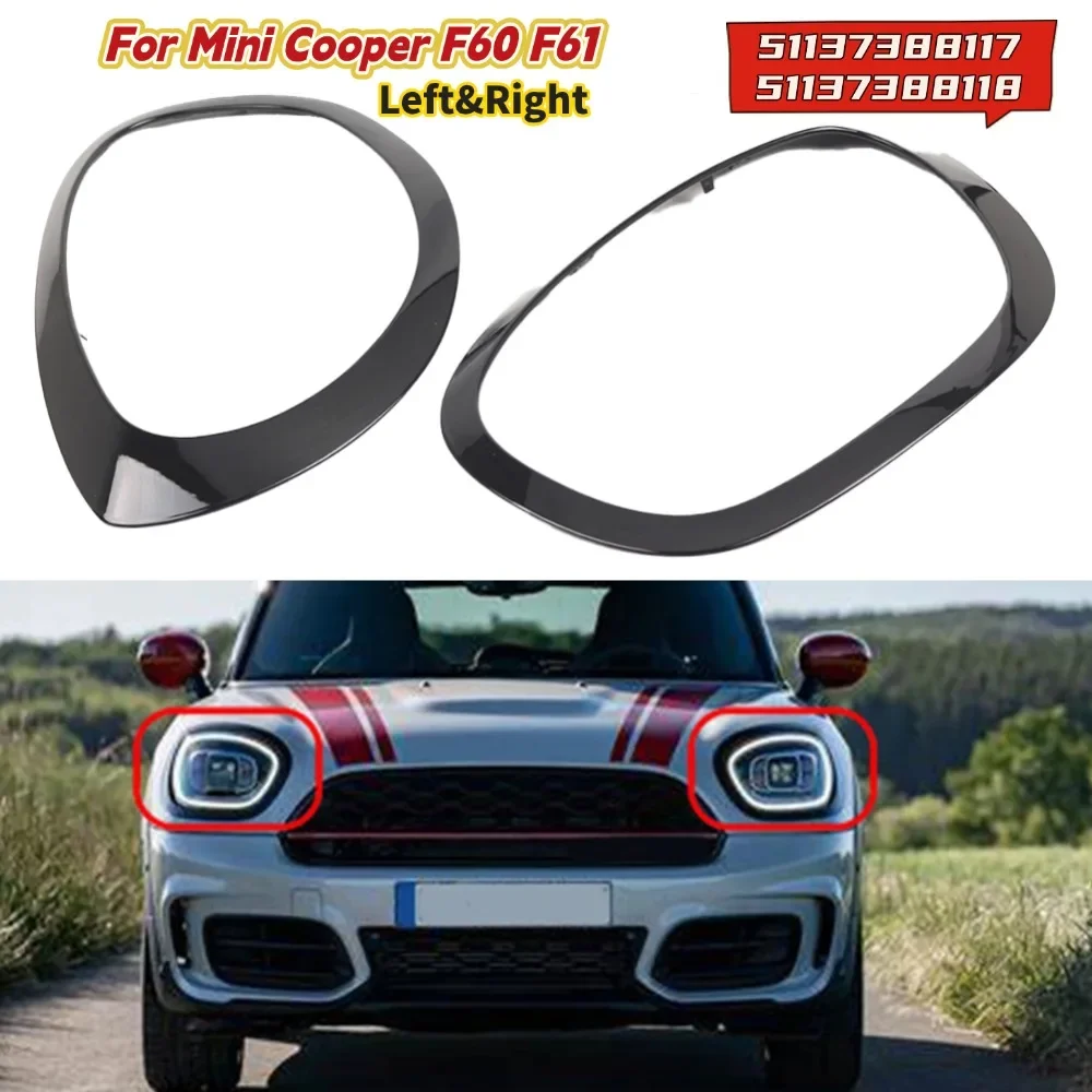 

Black Headlight Bezel Ring Trim For Mini Cooper F60 F61 2017-2023 For Countryman F60 F61 51137388117 51137388118 Exterior Frame
