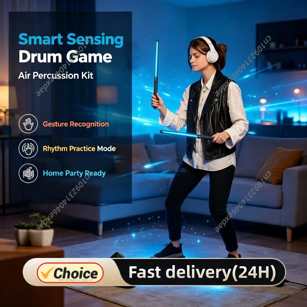 Portable Air Drum Set Air Drum Foot Sensor Bluetooth-Compatible Electronic Drum Set Realistic Effect for Beginners Professionals