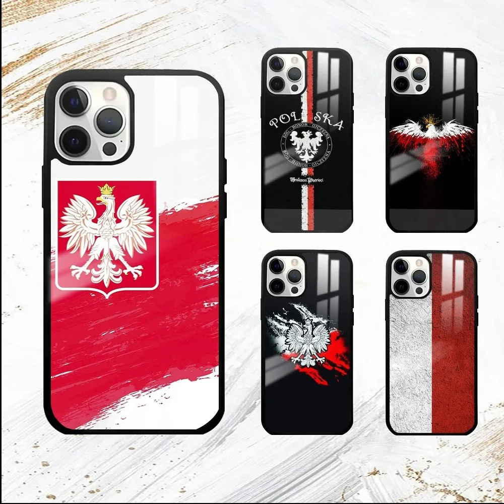 Polska Flag Phone Case For iPhone 16 15 14 13 12 11 Pro Max Plus Mini PC Mirror Fashion  phone case