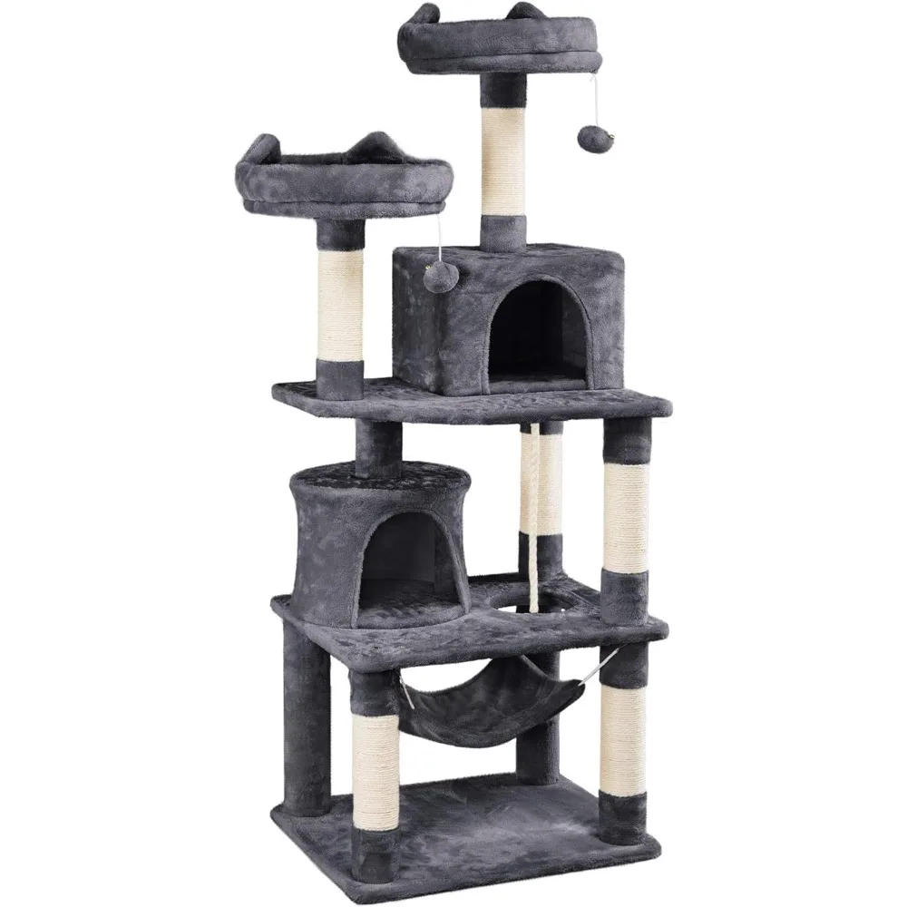 

Cat Tree Cat Tower Cat Condo with Platform & Hammock, Scratching Posts for Kittens Pet Play House with Plush Perch