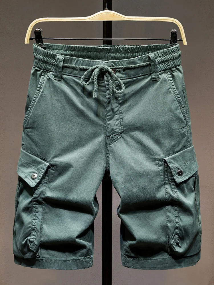 

Мужские повседневные камуфляжные зеленые шорты-бриджи летние тонкие с множеством карманов, рабочие, свободные, прямые, модные, средней длины