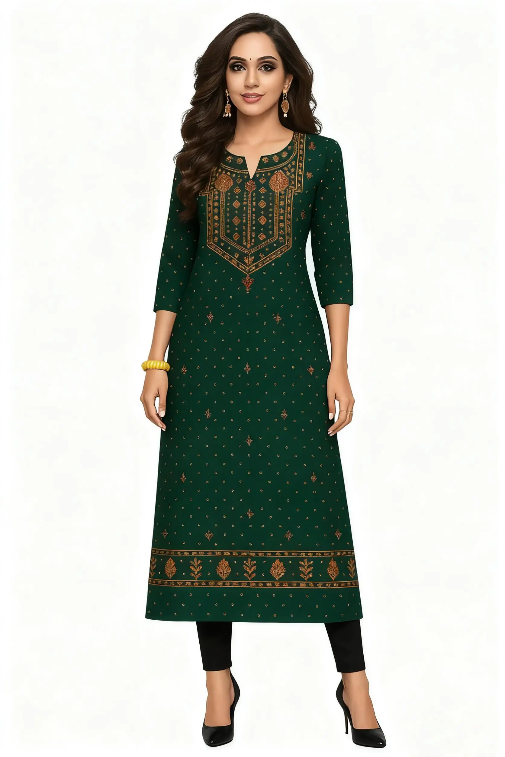 National style Muslim Women Kurtta Casual Dress Slit hem Straight Casual Ethnic Mandarin 3D Design Abito Donna Turkish Abaya 3