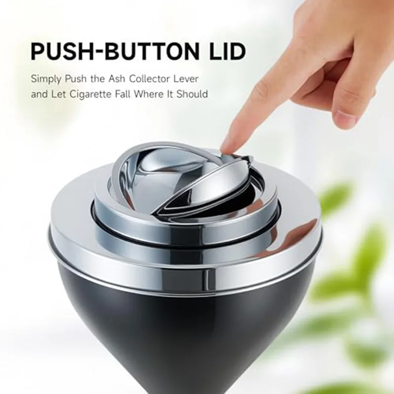 

Standing Floor Ashtray with Lid Anti-Fly Ash Metal Luxury Upright Ashtray for Office Bathroom Home Hotel Multiple Colors Options