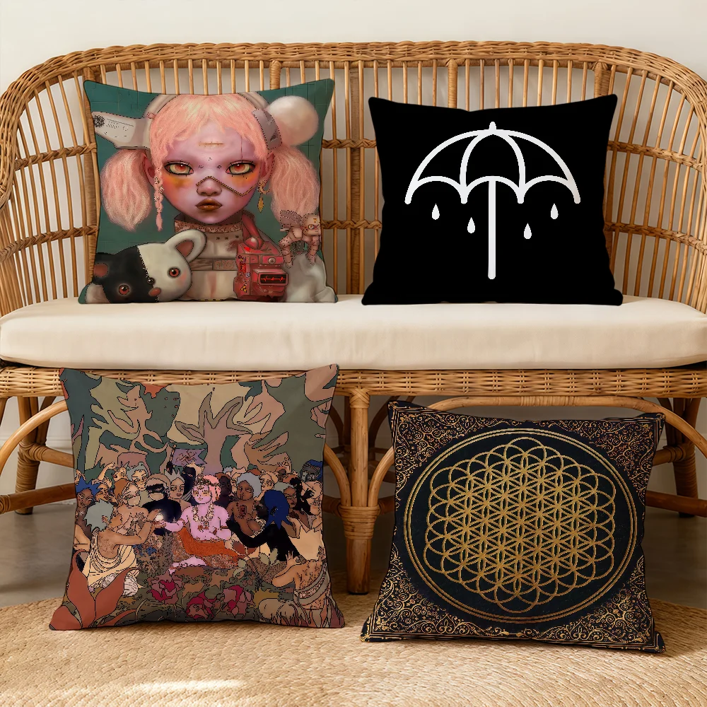 BAND B-BringS Me The H-HorizonS Cushion Cover Square Decorative Throw Pillow Case Sofa Bed Living Room Anniversary Gifts
