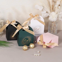 Paperboard Ramadan candy box, sparkling star moon Mubarak gift box, Islamic Mubarak Eid party gift packaging bag