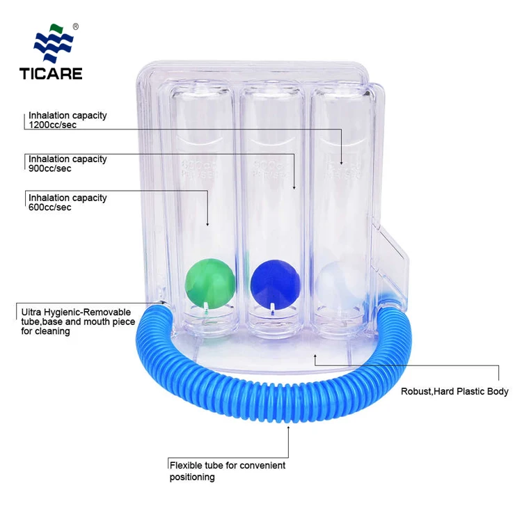 Incentive Pulmonary Function Test Three Ball Spirometry Device for Breathing Exerciser Respirometer