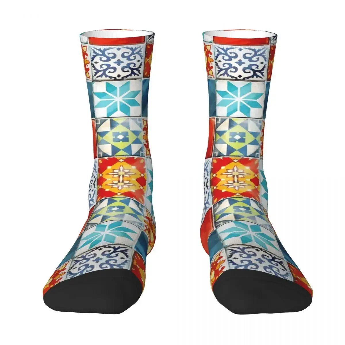 Colorful Azulejos Tiles From Azul Board Game Socks Harajuku Sweat Absorbing Stockings All Season Socks Accessories for Unisex