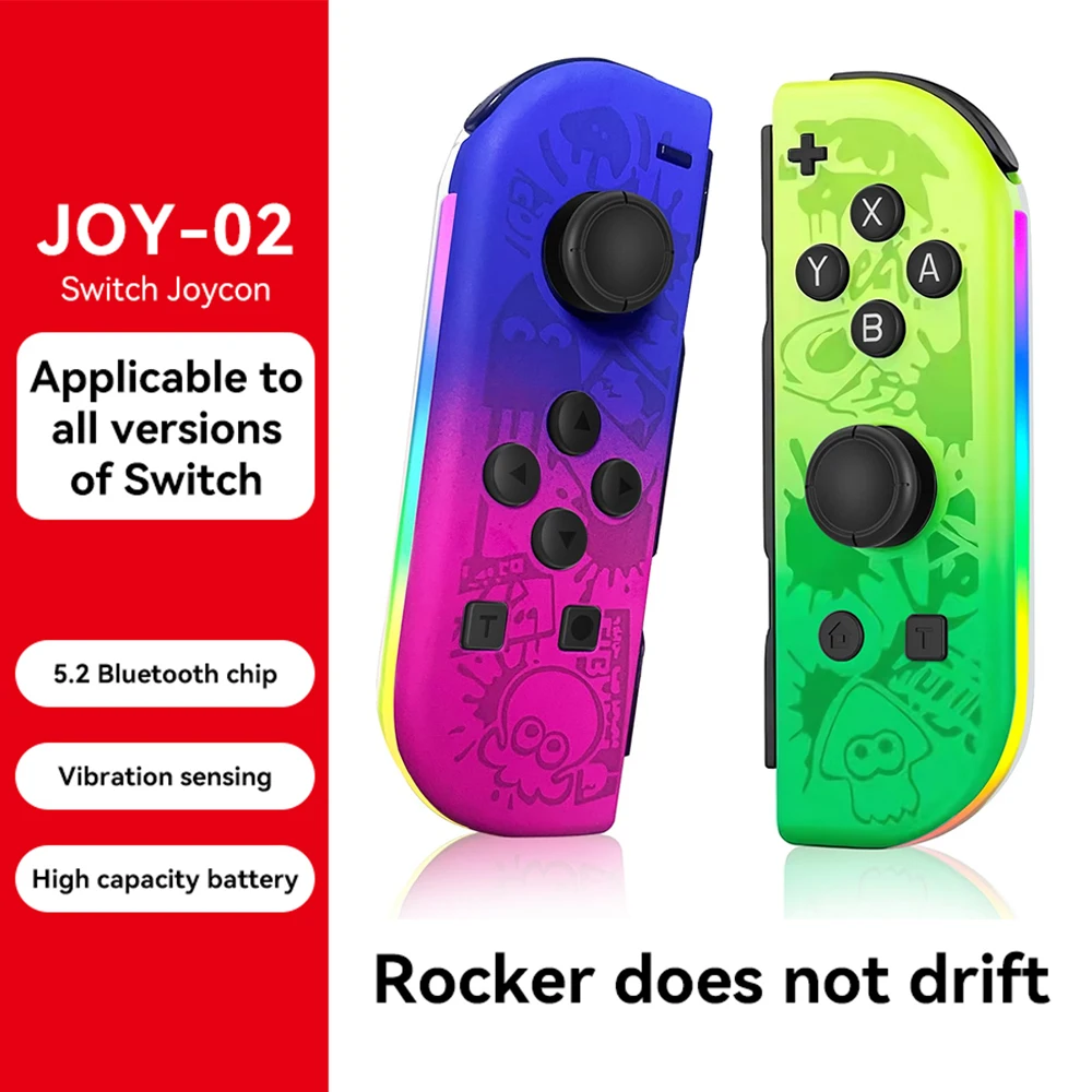 Gamepads Joystick com Vibração Dupla, L, R, Joypad para Nintendo Switch, Lite, Controlador Oled, RGB, BT 5.2