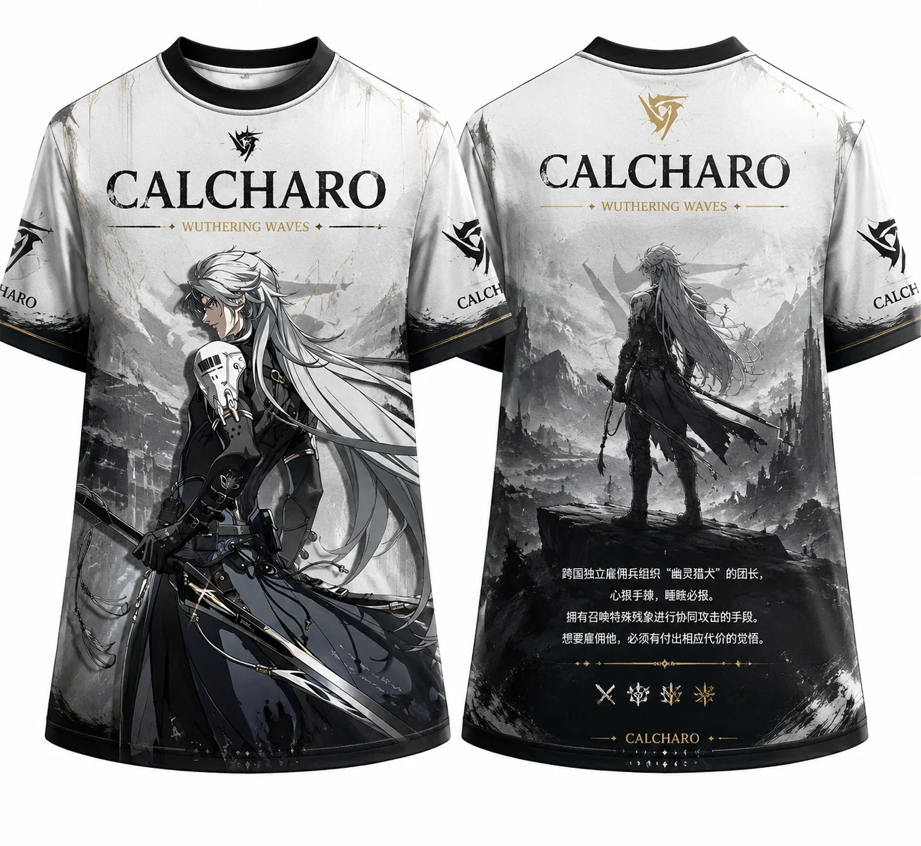 Wuthering Waves CALCHARO Character All‑Over‑Print T‑Shirt, Breathable Quick Dry 3D Printed Casual Tee Unisex Streetwear Tops