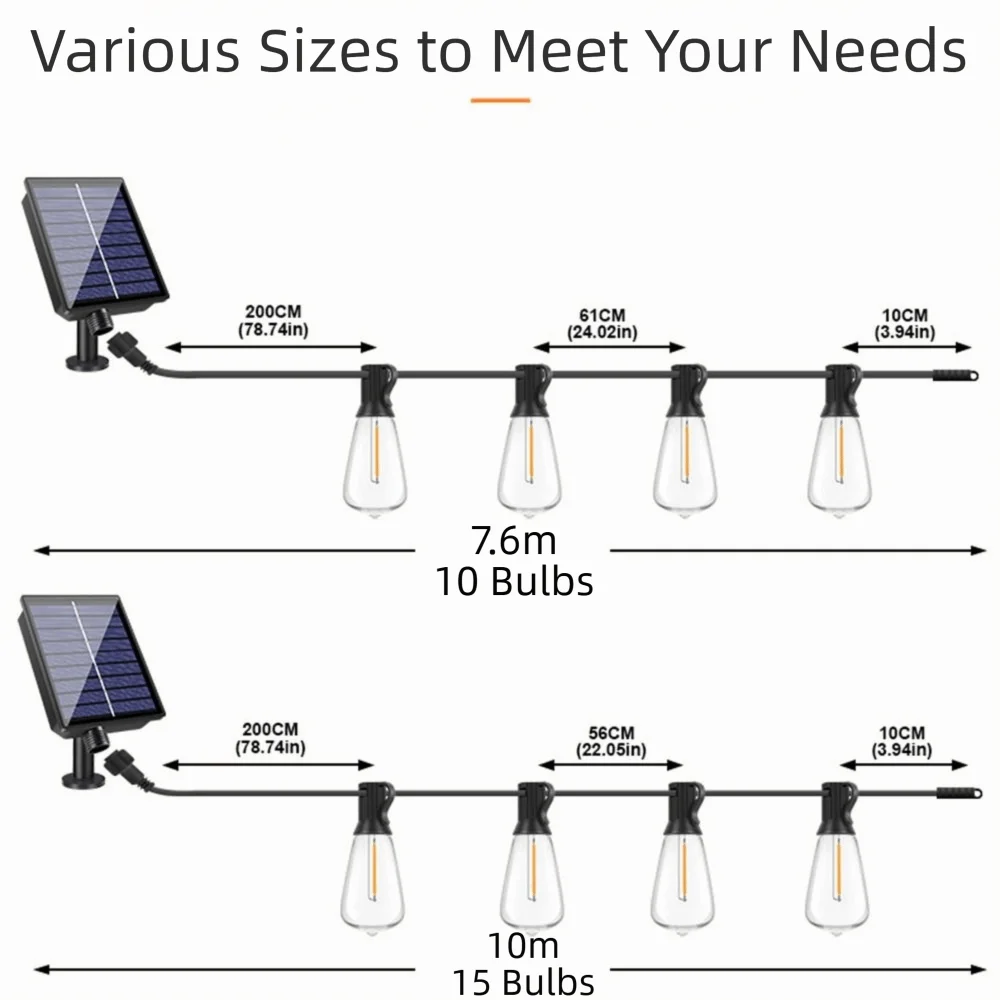 Dimmable LED Outdoor Patio Lights Shatterproof 7.6/10M Christmas LED String Lights with Remote Control Warm White