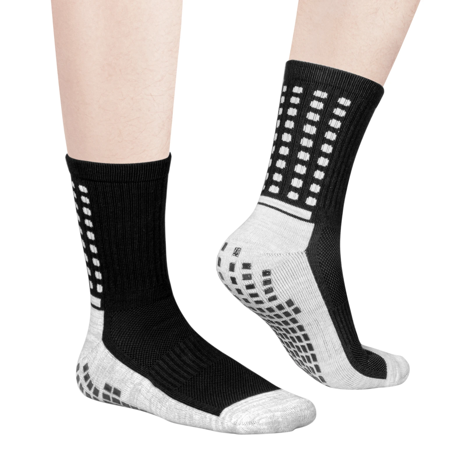 YUEDGE 3 Pairs Mens Grip Socks Soccer Non Slip Socks for Men Anti Slip Hospital Socks Grippers Non Skid Training Athletic Socks