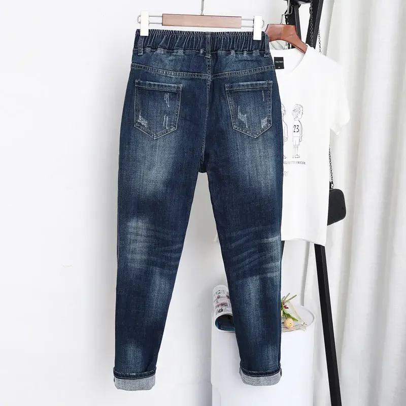 5XL Women High Waist Jeans Retro Male Ladies Large Size Harem Pants Denim Loose Wide-leg Street Wear Trousers Women Streetwear